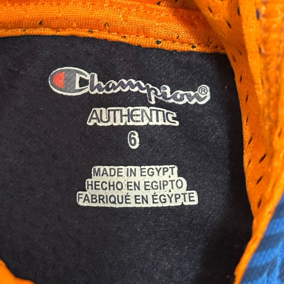 Champion Boys Kids Youth 6 Small Long Sleeve Navy Orange Hoodie Kangaroo Pocket - Picture 8 of 9